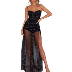 Robe Longue A Pois De Soiree Paillettes