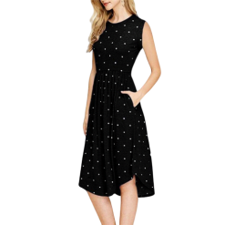 Robe Noire À Pois Femme Manche Courte