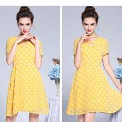 robe vintage jaune a pois