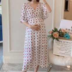 robe de grossesse lidl blanc a pois rose