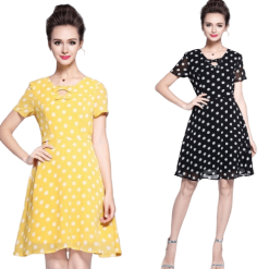 Robe Années 50 Jaune A Pois