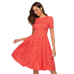 Robe Été Rouge Femme De Soirée À Pois