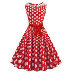 robe a pois rouge rétro pois blanc