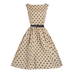 robe a pois annee 50 femmes taille party beige