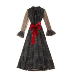 robe crayon a petit pois blanc et noir