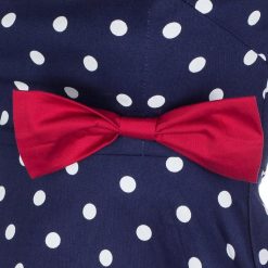 robe bleu marine a pois blanc