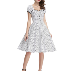 Vintage Dressing Robe Blanche À Pois Courte