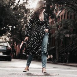 robe a pois noire bonne qualité