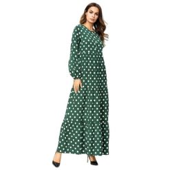 Robe Longue A Pois Vert Emeraude