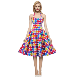 Robe Cocktail Pastel À Pois Année 50
