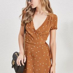 robe marron a pois femme