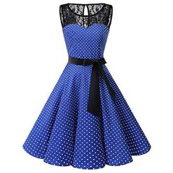 Robe Dentelle A Pois Plissee