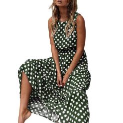 Robe D Ete A Pois Nuisette Longue En Soie