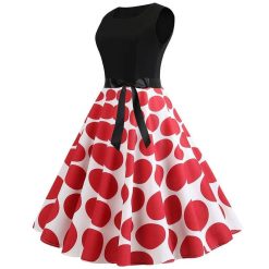 Robe Manche Longue A Pois A Rouges Retro