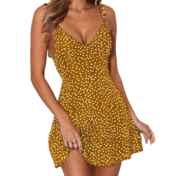 Robe À Pois Courte Rustique Décontracté