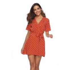 Robe A Pois Courte Chemisiers Manches Femme Grande Taille