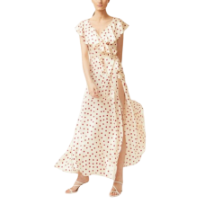 Robe Fille À Manches Longues Rose Blanc À Pois
