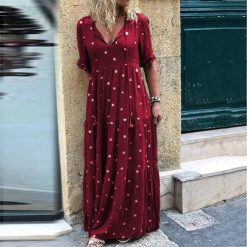 Robe Longue A Pois Dentelle Tendance Mode