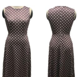 robe marron a pois blanc vintage