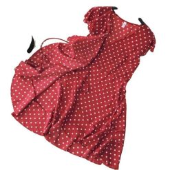 Robe A Pois Courte En Chiffon De Soie