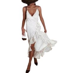 Robe A Pois Vintage Sans Manche En Dentelle