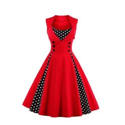 Robe Manche Longue A Pois Retro Pin