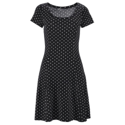 Robe Noire À Pois Moulante Courte
