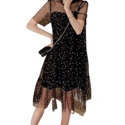 Robe Courte Noire Pois