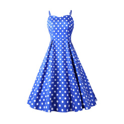 Robe Bleu À Pois Blanc Femme Des Années 50