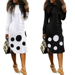Robe Longue A Pois Body Femme Dentelle Manches