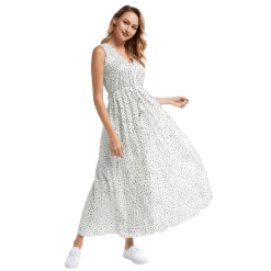 Robe Blanche À Pois Longue