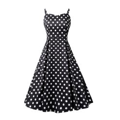 robe bretelle noir a pois