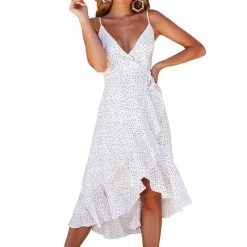 Robe Boheme A Pois Chemisier Blanc Dos Nu Sans Manche