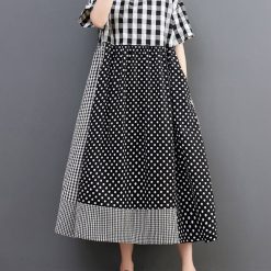 Robe à carreaux à pois pour femmes, robes imprimées coréennes, manches courtes, vintage, décontracté, mode, vêtements élégants, été, nouveau, 2023 1