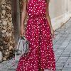 Été femmes à pois robe longue plage robes sans bretelles décontracté blanc Midi robe d'été 2022 rouge vacances vêtements pour les femmes 1