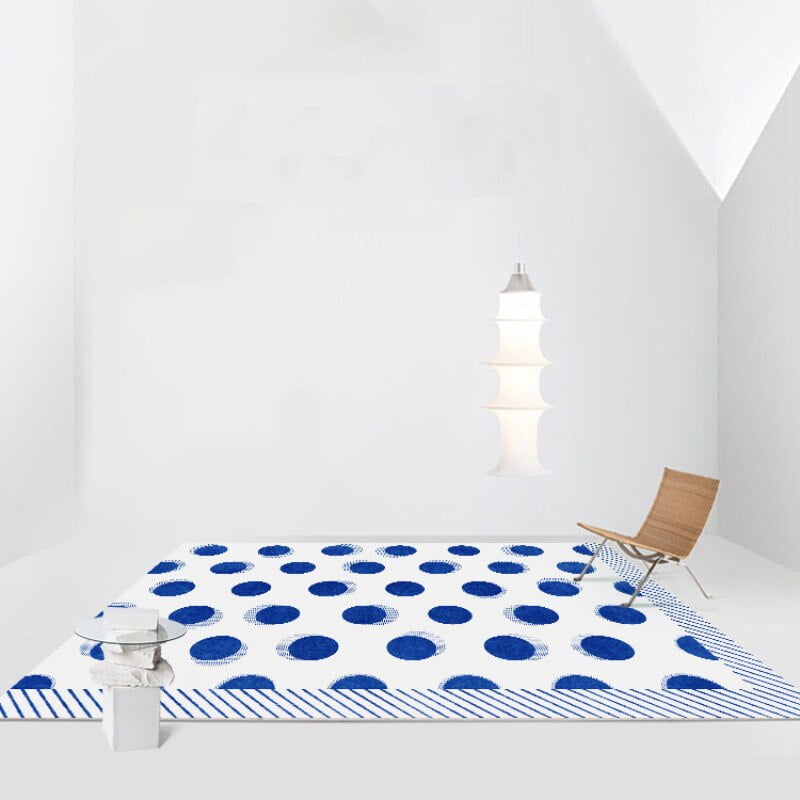 Klein – tapis de sol en peluche à pois bleus, grande surface, pour salon, chambre à coucher, esthétique, doux, luxueux, décoratif pour vestiaire 2