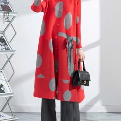 LANMREM-Robe Plissée à Pois pour Femme, Vêtement à Lacets, Col Montant, Manches sulf, à la Mode, Été 2023, 2I353 1