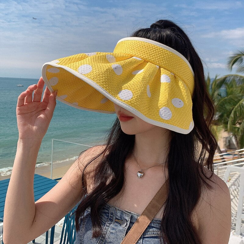 Chapeau d'été de style coréen pour femme, peint à pois, grand bord, chapeau de soleil Air Top, voyage, vacances, nouveau, 2023 2