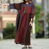 ZANZEA-Robe bohème à manches longues pour femmes, imprimé à pois, patchwork vintage, robe de soirée, robe d'été caftan 1