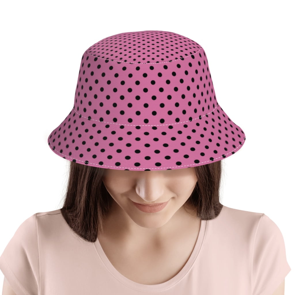 Chapeaux de pêcheur rose à pois pour hommes et femmes, chapeau seau décontracté et mignon, casquette de voyage, cadeau d'automne 2