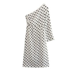 Robe asymétrique blanche à pois pour femmes, tenue élégante, chic, une manche, mi-longue, nouvelle collection été 2023 1