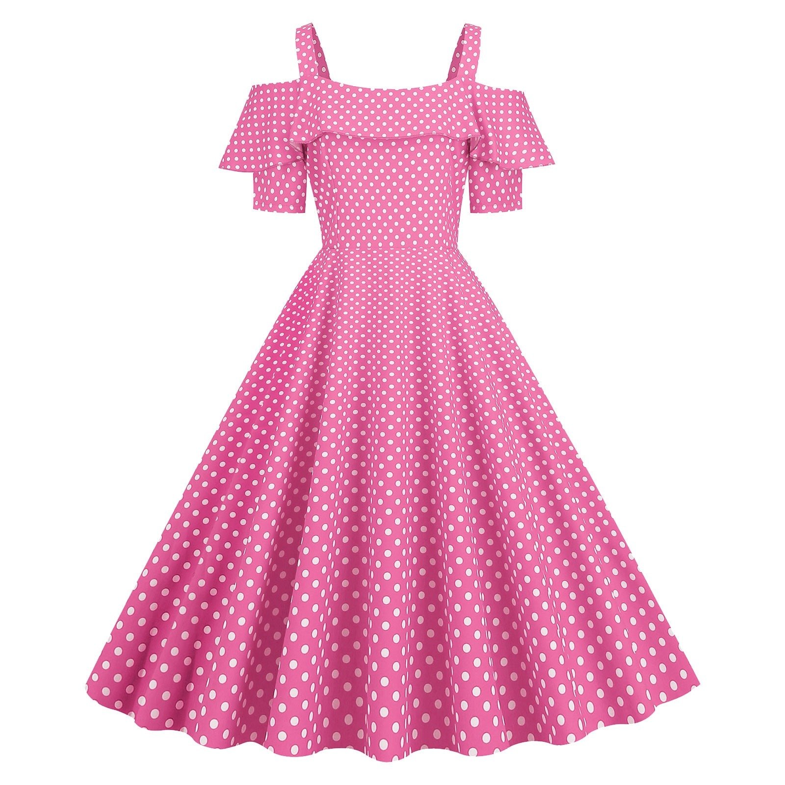 Robe de Soirée Vintage Plissée à Pois pour Femme, Tenue Éducative à Volants, Style Rockabilly, Années 50 et 60 2