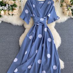 Robe Mi-Longue Vintage Col V Été