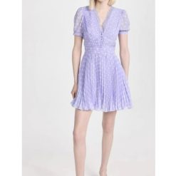 Robe Plissée à Pois en Mousseline de Soie et Dentelle pour Femme, Col en V, CAN ac, Été 2023 1
