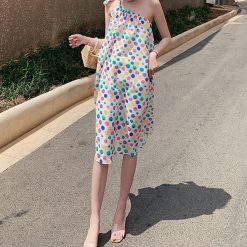Robe De Plage Imprimé Pois Épaules