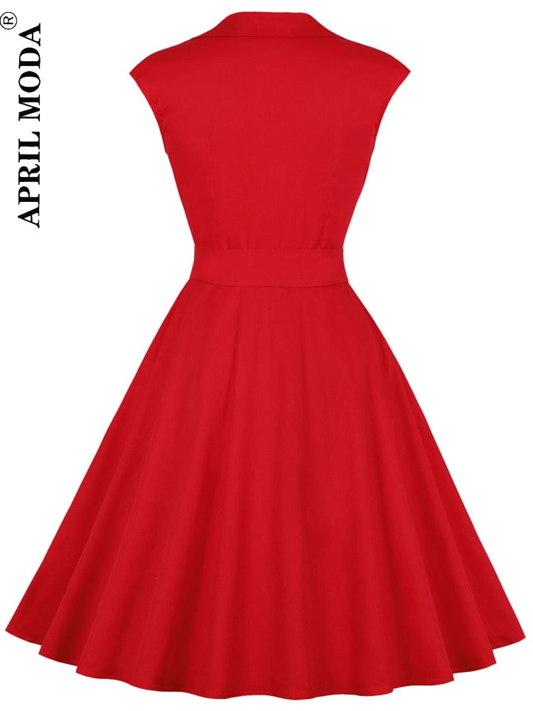 Robe patchwork vintage pour femme, tunique évasée en coton, imprimé à pois, midi, robe de soirée, été, décontracté, respirante, années 50, 2023 2