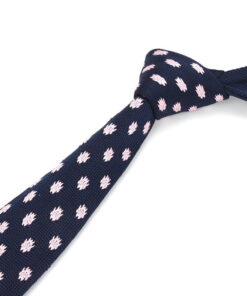 Cravate de mariage en maille pour hommes, nouvelle mode bleu marine, cravate de cou à pois, cravates de mariage tricotées pour hommes, cravates minces en Polyester 6