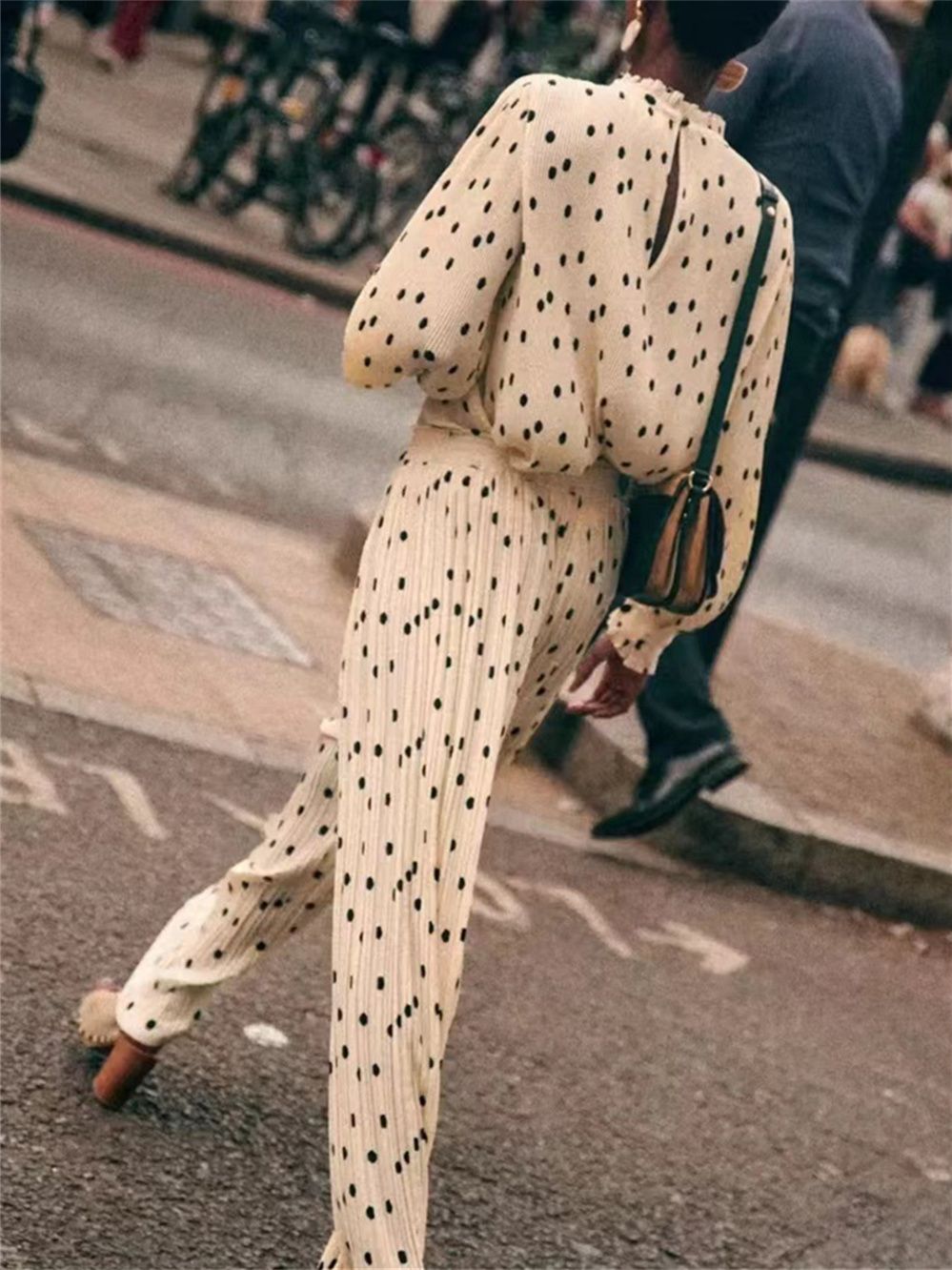 Pantalon Vintage Plissé à Pois pour Femme, Vêtement Décontracté de Style Commadt, Nouvelle Collection Printemps et Été 2023 2