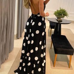 Robe de soirée dos nu à pois pour femmes, robe froncée dos nu, robes de vacances, mode sexy, printemps, nouveau, 2023 1
