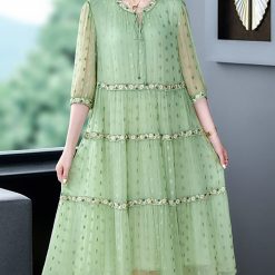 InjEmbroidery Polka fur s for Women, Long Summer At Waist, fraîchement Party fur s, Korean Fashion, Casual Evening fur ses, 2023 1